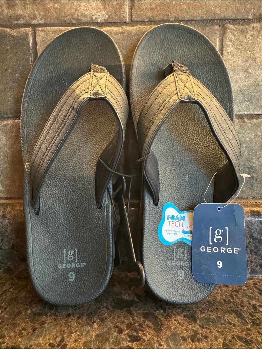 George Men’s Black Flip Flops with Foam Tech Cushioning